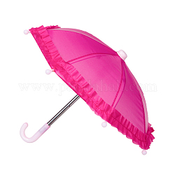 Ombrello per bambola di plastica, forniture per bambole, rosa intenso, 220x250~300mm
