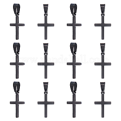 Unicraftale 12pcs Ionenbeschichtung (ip) 304 Edelstahlanhänger, für Schmuck machen, Kreuz, Elektrophorese schwarz, 20.5x12.5x1.2 mm, Bohrung: 3.5x7 mm