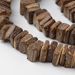 Natural Coconut Square Bead Strands, Camel, 10x10x2~5mm, Hole: 2mm, about 100pcs/strand, 15.7 inch