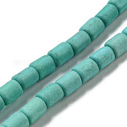 Teints perles synthétiques turquoise brins, colonne, 4~4.5x3~3.5mm, Trou: 0.9mm, Environ 84 pcs/chapelet, 14.76 pouce (37.5 cm)