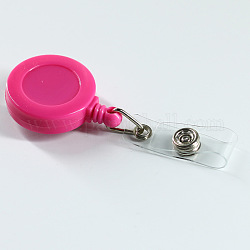 ABS-Kunststoff-Abzeichenrolle, einziehbarer Ausweishalter, mit Haarspange aus Platineisen, Flachrund, tief rosa, 86x32x16 mm