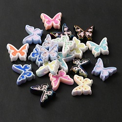 Uv perles acryliques de placage, iridescent, papillon, couleur mixte, 25x29.5x9mm, Trou: 2mm