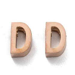 Chapado iónico (ip) 304 encantos de acero inoxidable, alfabeto, oro rosa, letter.d, 8x5x3mm, agujero: 1.8 mm