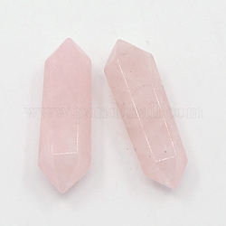 Perline a doppia punta di quarzo rosa naturale, pietre curative, bacchetta per terapia di meditazione per il bilanciamento dell'energia reiki, Senza Buco / undrilled, 28~35x8mm
