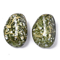 Perle acriliche verniciate, pepite, oliva, 33x23x14mm, Foro: 3 mm, circa 74pcs/500g