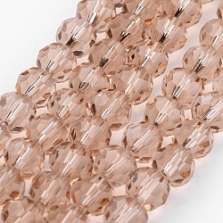 Chapelets de perles en verre transparent, imitation de cristal autrichien, facetté (32 facettes), ronde, mocassin, 10mm, Trou: 1mm, Environ 72 pcs/chapelet, 25~27 pouce