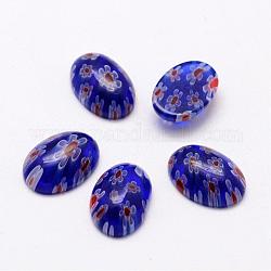 Cabochons di vetro millefiori fatto a mano, ovale, blu scuro, 14x10x5mm