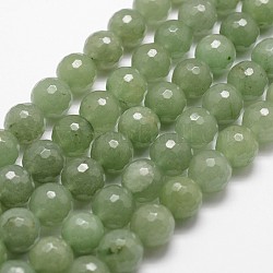 Natürlichen grünen Aventurin Perlen Stränge, facettiert, Runde, 8 mm, Bohrung: 1 mm, ca. 44 Stk. / Strang, 14.9 Zoll ~ 15.1 Zoll