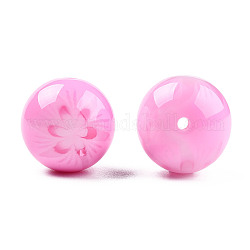 Fiore perline resina opaca, tondo, perla rosa, 20x19mm, Foro: 2 mm