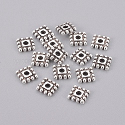 Tibetan Style Spacer Beads, Lead Free & Cadmium Free, Square, Antique Silver, 7x7x2mm, Hole: 2mm