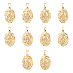 Unicraftale 10Pcs Vacuum Plating 201 Stainless Steel Pendants, Oval with Virgin Mary, Golden, 25x17x2mm, Hole: 6x3mm