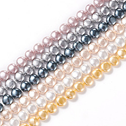 Perles de perles de coquille galvanoplastie, polie, plat rond, couleur mixte, 9.5~10x5~5.5mm, Trou: 1mm, Environ 41 pcs/chapelet, 16.14 pouce (41 cm)