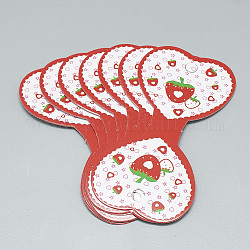 Cartes d'affichage de collier et bracelet en carton, fraise, rouge, 9.6x4.7 cm