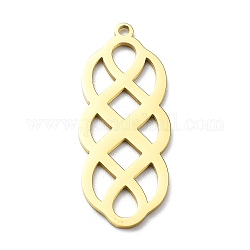 304 Stainless Steel Pendants, Laser Cut, Knot Charm, Golden, 32.5x13x1mm, Hole: 1.5mm