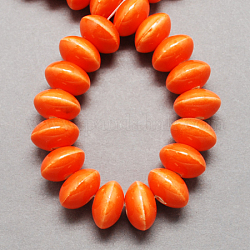 Perles en porcelaine manuelles, porcelaine émaillée lumineux, rondelle, rouge-orange, 15x10mm, Trou: 4mm
