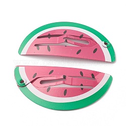 Back lackiertem Eisen Snap Haarspangen, für den Kindertag, Wassermelone, Farbig, 40x19.5x3.3 mm