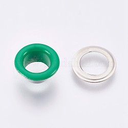 Risultati occhiello occhiello in ferro, per la realizzazione di borse, rotondo e piatto, platino, verde mare chiaro, 9.5x4.5mm, diametro interno: 5mm