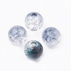 Perles acryliques, style craquelé transparent, ronde, gris ardoise foncé, 8x7mm, Trou: 2mm, environ 1840 pcs/500 g