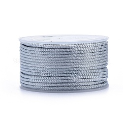 Полиэстер плетеные шнуры, для изготовления ювелирных изделий из бисера, светло-стальной синий, 2 мм, около 21.87 ярда (20 м) / рулон