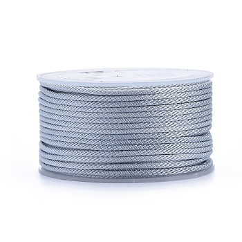 Cordones trenzados de poliéster, para hacer joyas, azul acero claro, 2mm, alrededor de 21.87 yarda (20 m) / rollo