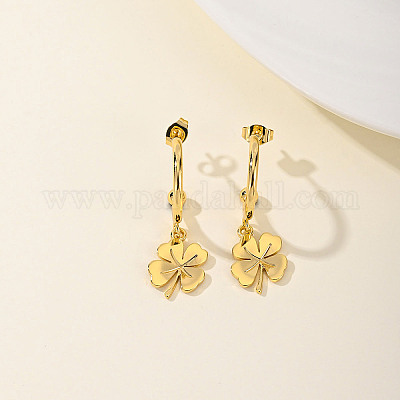 Серьги-гвоздики с клевером из нержавеющей стали FD4854-1-1