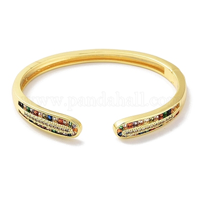 Браслеты-манжеты с прозрачным кубическим цирконием из латуни с микропаве BJEW-Z061-23C-1