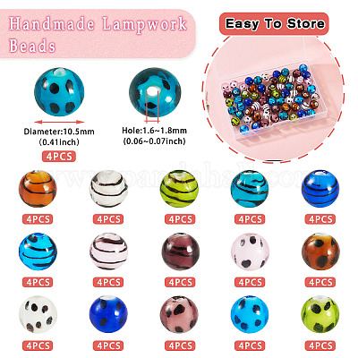 64шт 16 стиля ручной работы бусины лэмпворк LAMP-TA0001-59B-1