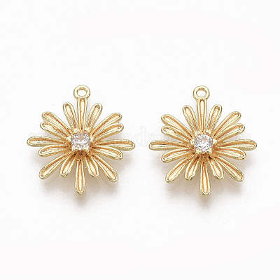 Латунные микропаве прозрачные подвески с фианитом ZIRC-Q021-008G-NF-1