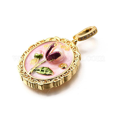 Латунные подвески с микропаве из кубического циркония и эмали KK-R222-08G-06-1