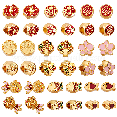 36шт 9 стиля сплава эмали европейские бусины ENAM-GA0001-15-1