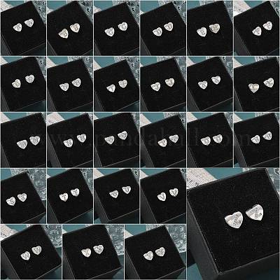 Серьги-гвоздики из латуни с микропаве из прозрачного кубического циркония EJEW-K299-01P-1