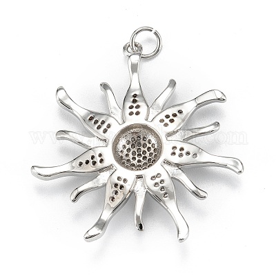 Латунные микропаве прозрачные подвески с фианитом ZIRC-P086-31P-1