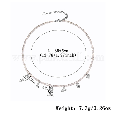 925 серебряное ожерелье с бусинами из натуральных пресноводных жемчужин с микропаве из прозрачных кубических цирконий в форме слова «любовь» для женщин JA7017-2-1