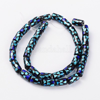 Ручной работы из золота и серебра фольга стеклянные бусины столбцов LAMP-L041-01B-1