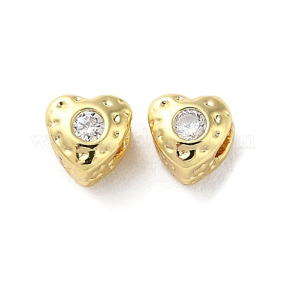 День святого Валентина латунные бусины с микропаве и кубическим цирконием KK-P256-10G-01-1