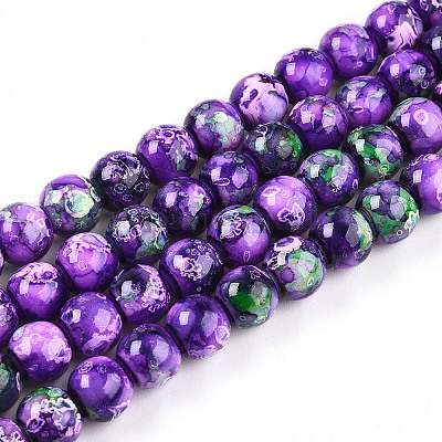 Выпечка окрашенные стеклянные бусины пряди X1-DGLA-N003-8mm-A07-1