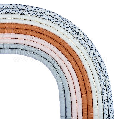 10 нить 5 цвета плоские круглые бусины ручной работы из полимерной глины CLAY-SZ0002-01-1