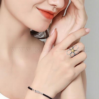 Открытое кольцо-манжета из полого цветка из сплава FS-WGDF3EE-01-1