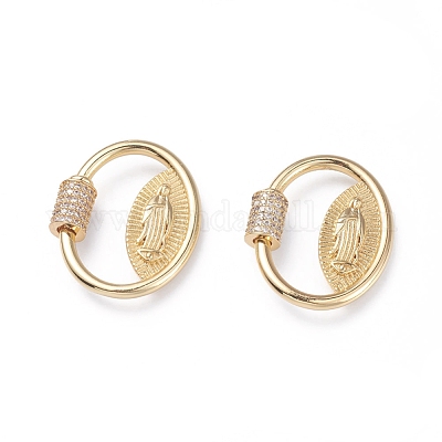 Латунь микропаве кубический цирконий винт карабин подвески с замком ZIRC-G156-13G-1