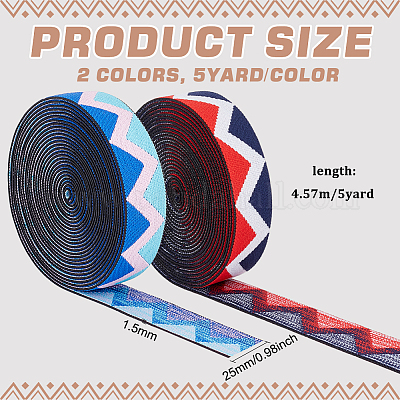 10 ярд двухцветной плоской нейлоновой резинки с волнистым узором EC-FG0001-04-1