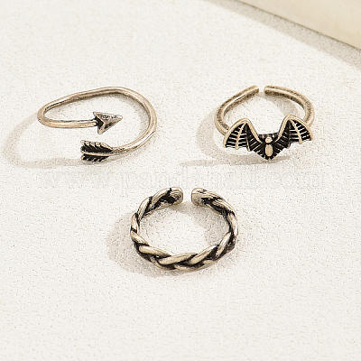 3 шт. медные ретро-кольца-манжеты с открытым носком для женщин IB3086-1