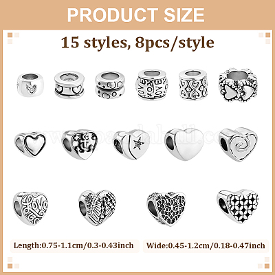 120шт 15 стиля европейские бусины из сплава в тибетском стиле MPDL-ME0001-01-1