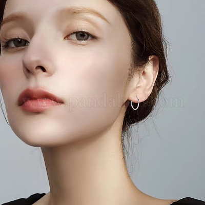 8 шт. 4 стиля гипоаллергенных серег-колец из чистого титана класса имплантов f136 EJEW-BBC0001-86-1