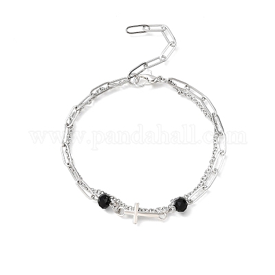 2 шт. 2 стиля браслетов из нержавеющей стали 304 с цепочкой и скрепками BJEW-JB12331-1