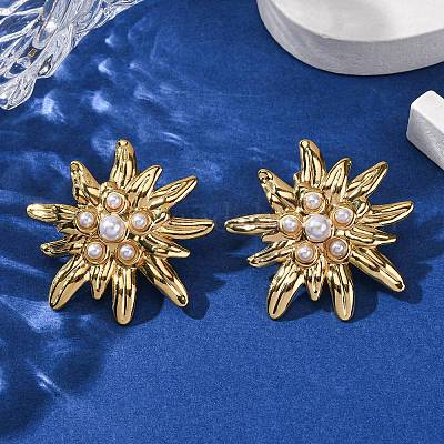 Серьги-гвоздики в форме цветка из нержавеющей стали 304 EJEW-S279-01G-1