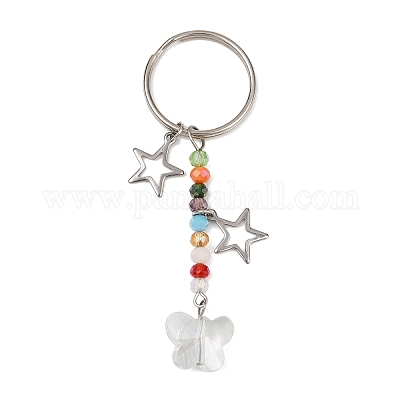 4шт. брелок-подвеска в виде стеклянной бабочки KEYC-JKC01204-1