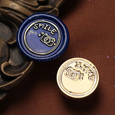 Улыбка сургучная печать латунь штамп головы AJEW-M038-01V-G-1
