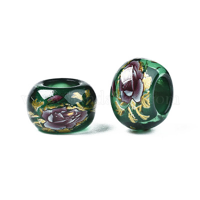 Прозрачные акриловые бусины с цветочным принтом TACR-S160-01-C03-1