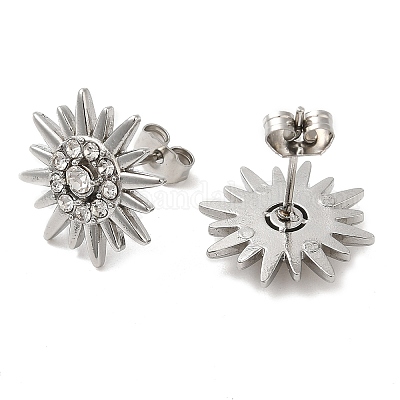 Серьги-гвоздики из нержавеющей стали 304 с блестками EJEW-M224-03P-1