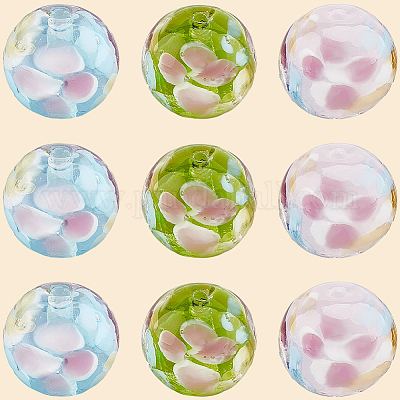 30 шт. 3-х цветные круглые бусины лэмпворк LAMP-LT0001-01-1